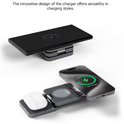 3 in 1 Wireless Charging Station, Mag -Safe Magnetic Foldable Wireless Charger