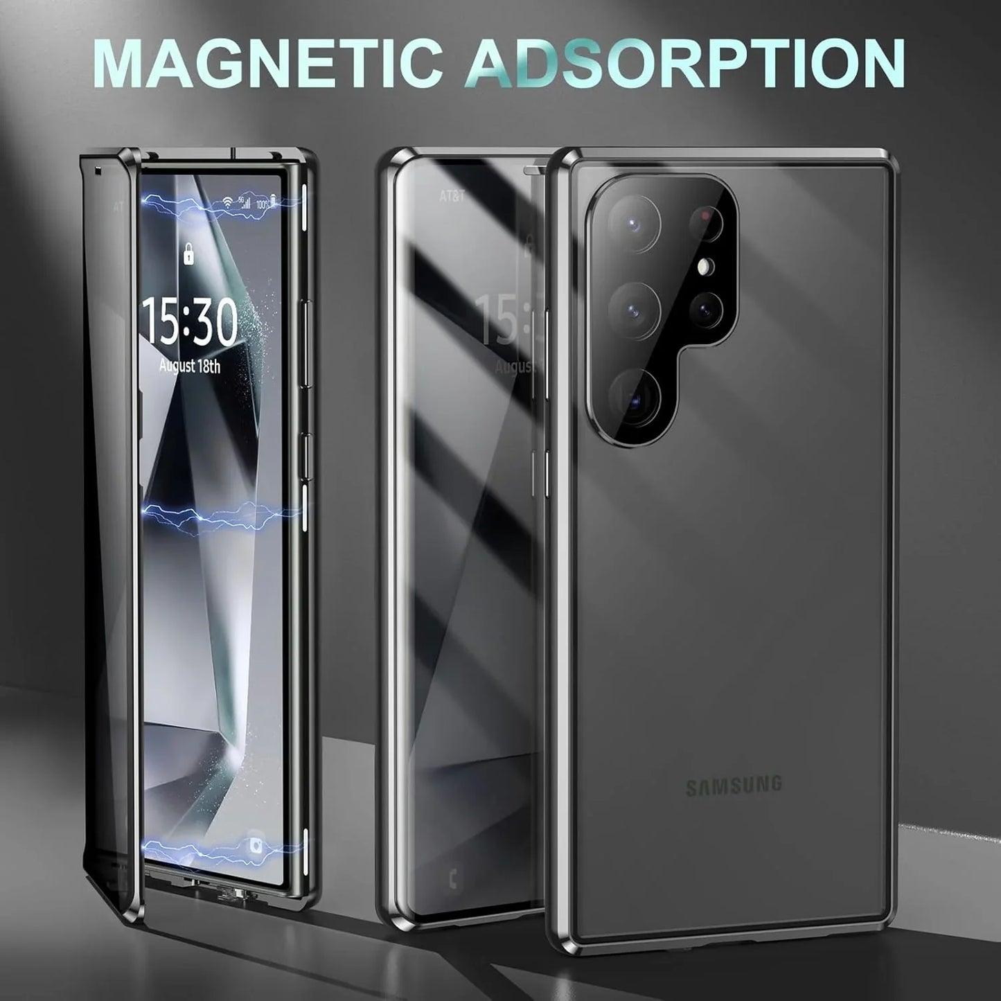 360° Samsung Anti Peep Magnetic Titanium Metal Case (Buy 1 Get 1)