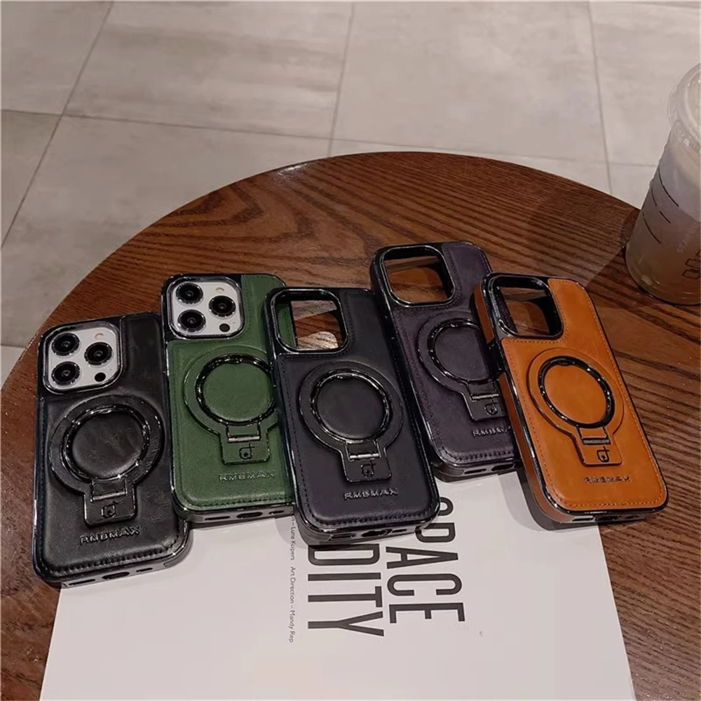 Luxury Leather Case with Invisible Stand  for iPhone